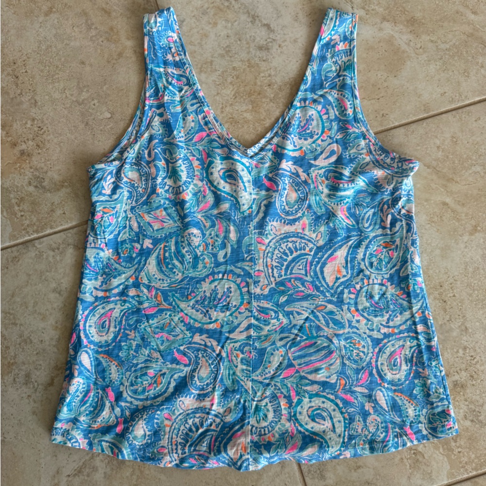 Lilly Pulitzer Blue and Pink Paisley Top
